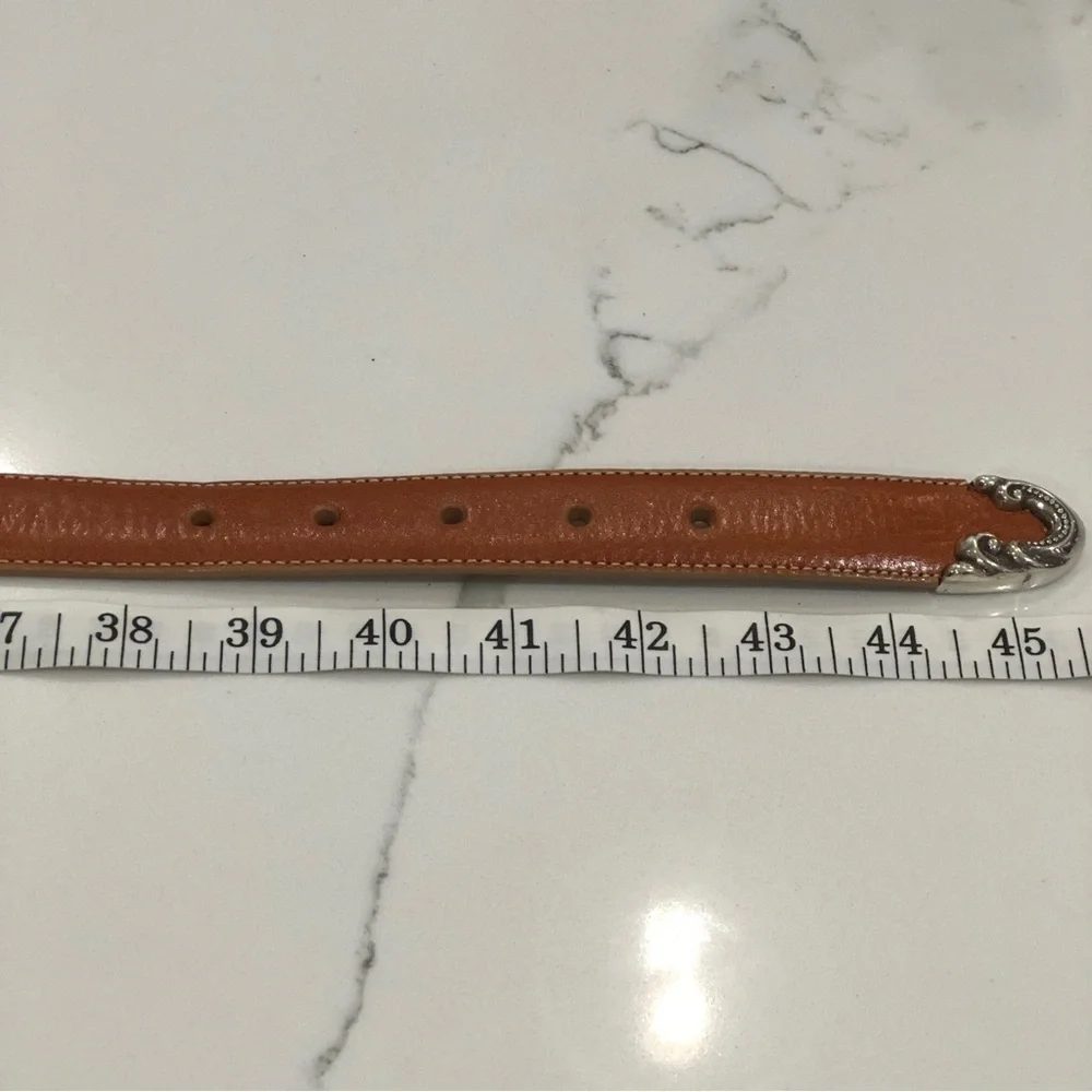 Coldwater Creek Tan Leather Silver Scroll Western Boho Coastal Granny Belt XL